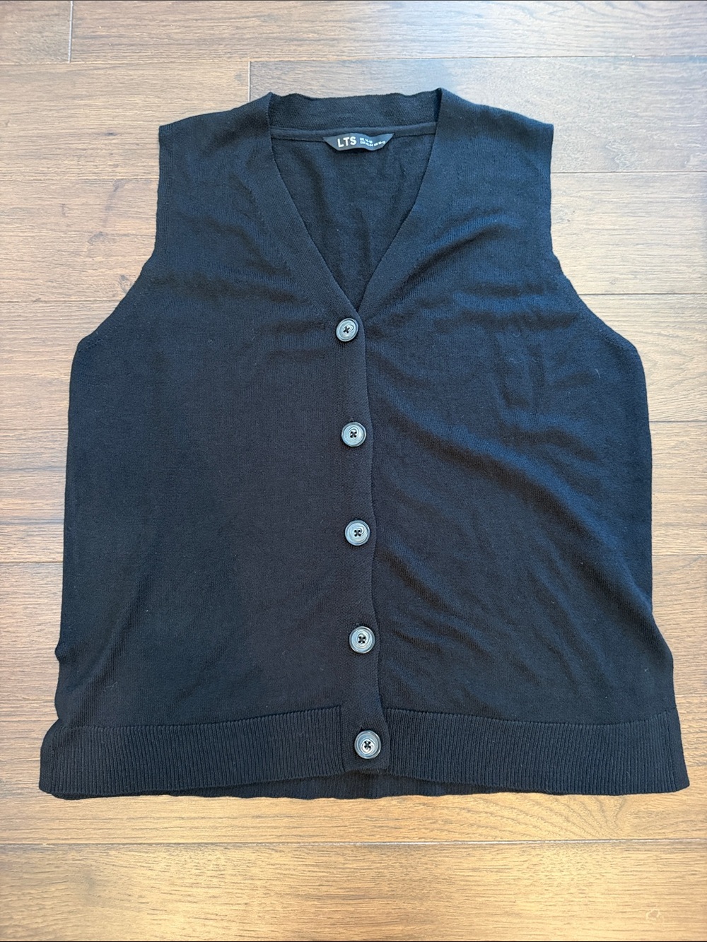 LTS Long Tall Sally Black Sleeveless Knitted Button Sweater Size 10-12 - C45-068